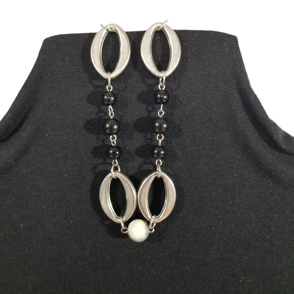 Shiny Necklace Bundle Silver Tone Circles & Ovals 5 1/2 Pieces Choker to Rope - Picture 10 of 12